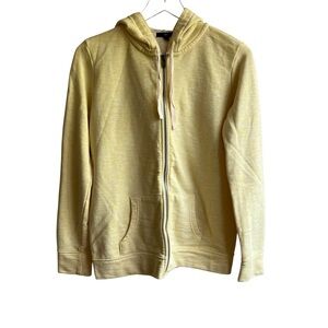 Gap Full Zip Up Hooded Sweatshirt Size M Yellow Cotton Hoodie Kangaroo Pockets